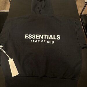 Fear of God Essentials Cotton Pullover Hoodie for Men - Black, Large